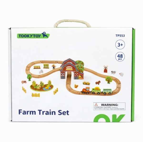 TOOKY TOY Drewniana Kolejka Farma Zestaw 48 el. - 006