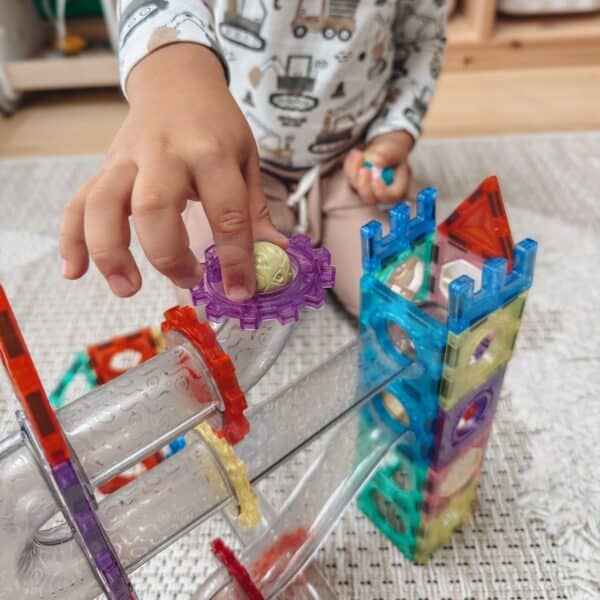 WOOPIE Klocki Magnetyczne Konstrukcyjne 3D Zestaw Edukacyjny Tor Kulkowy Kulodrom 126el. - 004