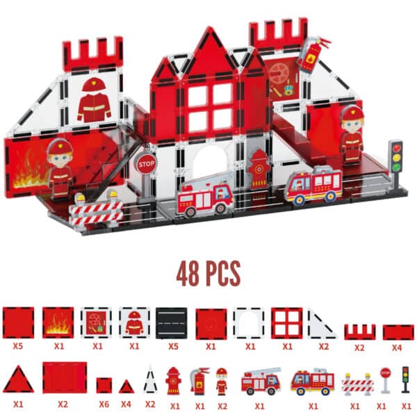 WOOPIE Klocki Magnetyczne 3D Zestaw Straż Pożarna 48el. - 008