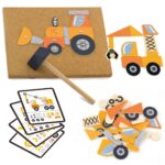 VIGA Drewniana Przybijanka Pojazdy budowlane 45 elementów Montessori - 002