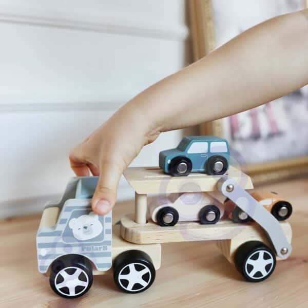 VIGA PolarB Drewniana laweta z samochodzikami Montessori - 005