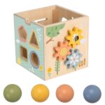 Duża Drewniana Kostka Edukacyjna Tooky Toy Wiosna – Sorter 5w1 18m+ - 003