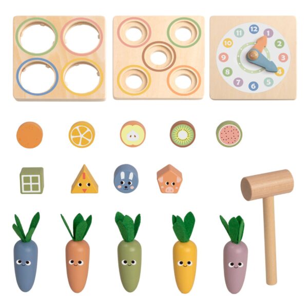 Duża Drewniana Kostka Edukacyjna Tooky Toy Wiosna – Sorter 5w1 18m+ - 004