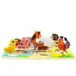 TOOKY TOY Drewniane Puzzle Montessori Zwierzątka Farma Dopasuj Kształty - 004