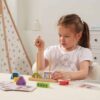 Drewniana piramidka edukacyjna Roboty z kartami wzorów - Viga - 003