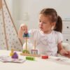 Drewniana piramidka edukacyjna Roboty z kartami wzorów - Viga - 006