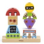 Drewniana piramidka edukacyjna Roboty z kartami wzorów - Viga - 010