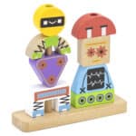 Drewniana piramidka edukacyjna Roboty z kartami wzorów - Viga - 012