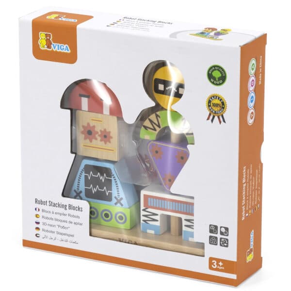 Drewniana piramidka edukacyjna Roboty z kartami wzorów - Viga - 013