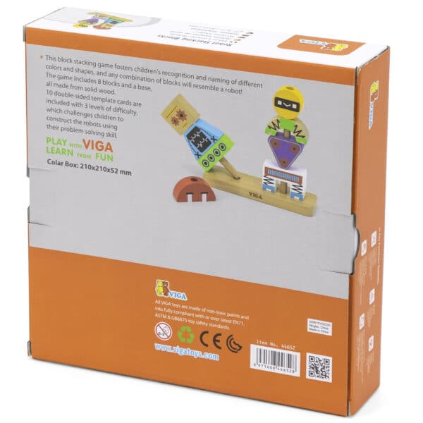 Drewniana piramidka edukacyjna Roboty z kartami wzorów - Viga - 014