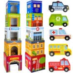 WOOPIE GREEN Układanka Kostki Miasto Pojazdy w Pudełkach + Figurki 10 el. - 013
