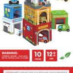 WOOPIE GREEN Układanka Kostki Miasto Pojazdy w Pudełkach + Figurki 10 el. - 016