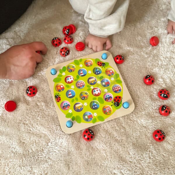 Gra Memory Montessori Drewniana Biedronka Woopie seria Green - 005