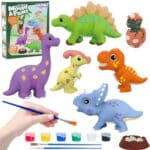 WOOPIE Zestaw Kreatywny z Farbami DIY Zrób Odlewy Gipsowe Figurki i Pomaluj - Zestaw Dinozaury - 001