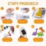 WOOPIE Zestaw Kreatywny z Farbami DIY Zrób Odlewy Gipsowe Figurki i Pomaluj - Zestaw Dinozaury - 003