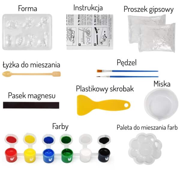 WOOPIE Zestaw Kreatywny z Farbami DIY Zrób Odlewy Gipsowe Figurki i Pomaluj - Zestaw Dinozaury - 004