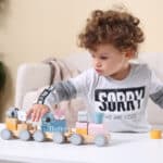 VIGA PolarB Drewniana Kolejka z Wagonikami i Zwierzątkami Do Układania Montessori - 002