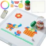 MASTERKIDZ Kwadratowy Panel Świetlny LED Kolorowy + Klocki Montessori Mozaika 140 el. - 001