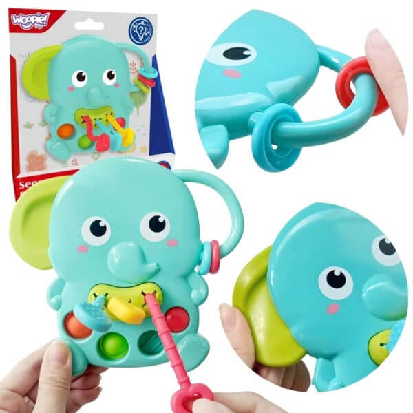 WOOPIE BABY Gryzak Sensoryczny Słonik Montessori 4w1 - 001