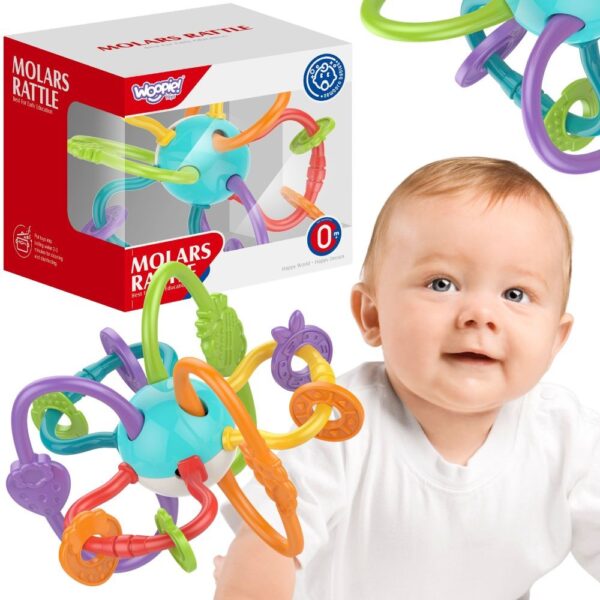 WOOPIE BABY ZABAWKA SENSORYCZNA GRZECHOTKA GRYZAK 2w1 - 001