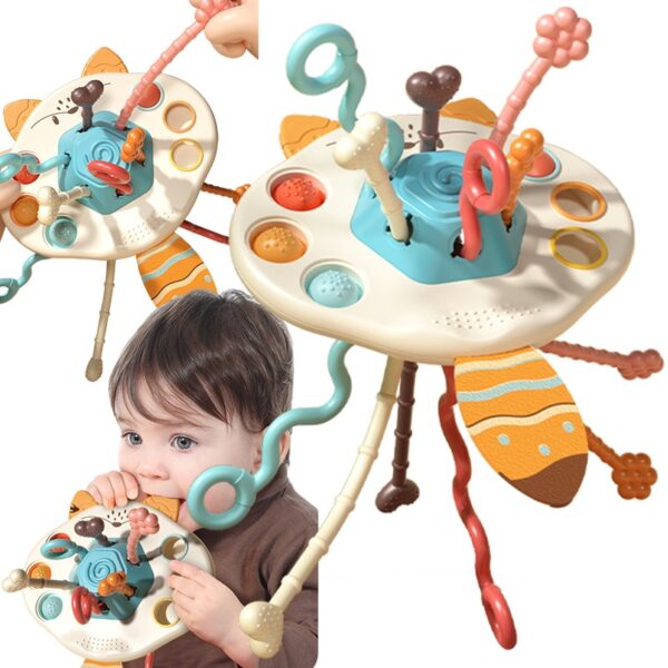 WOOPIE BABY Zabawka Sensoryczna Montessori Gryzak Grzechotka Wielofunkcyjny Lis - 001