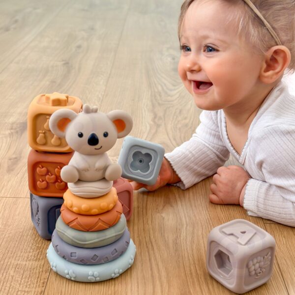 WOOPIE BABY Miękkie Gumowe Klocki Sensoryczne Zestaw 3w1 Miś - 002