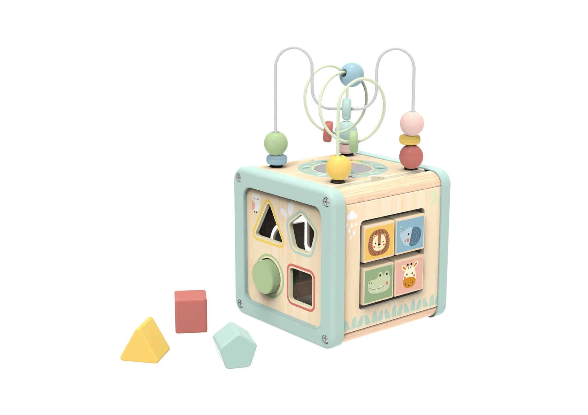 WOOPIE GREEN Drewniana Kostka Aktywności Multifunkcyjna Edukacyjna Sorter - 012