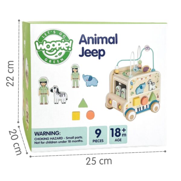 WOOPIE GREEN Drewniana Kostka Aktywności Samochód Terenowy Safari FSC - 014