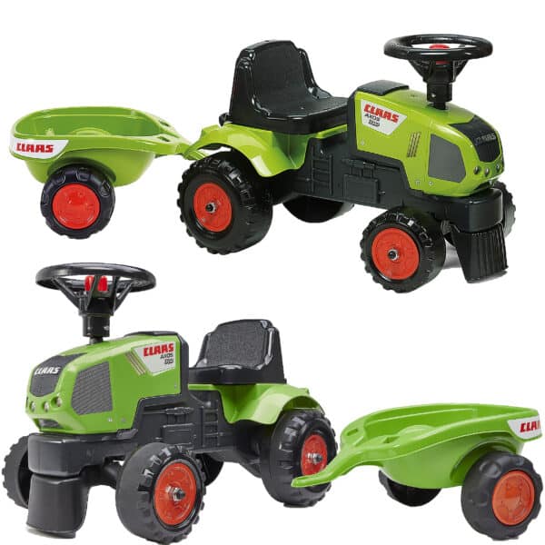 FALK Traktorek Baby Claas Axos 310 Zielony z Przyczepką od 1 roku - 001