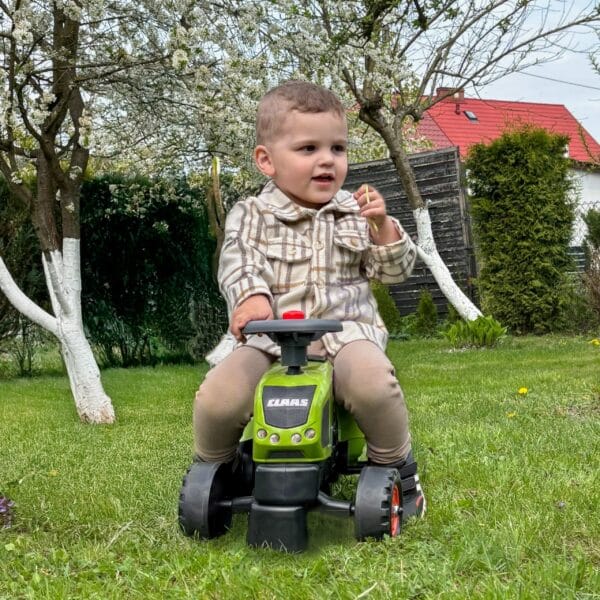 FALK Traktorek Baby Claas Axos 310 Zielony z Przyczepką od 1 roku - 003