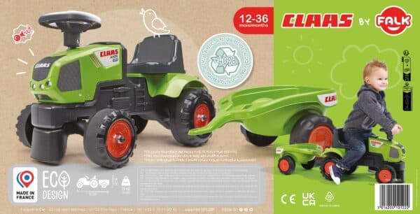 FALK Traktorek Baby Claas Axos 310 Zielony z Przyczepką od 1 roku - 015