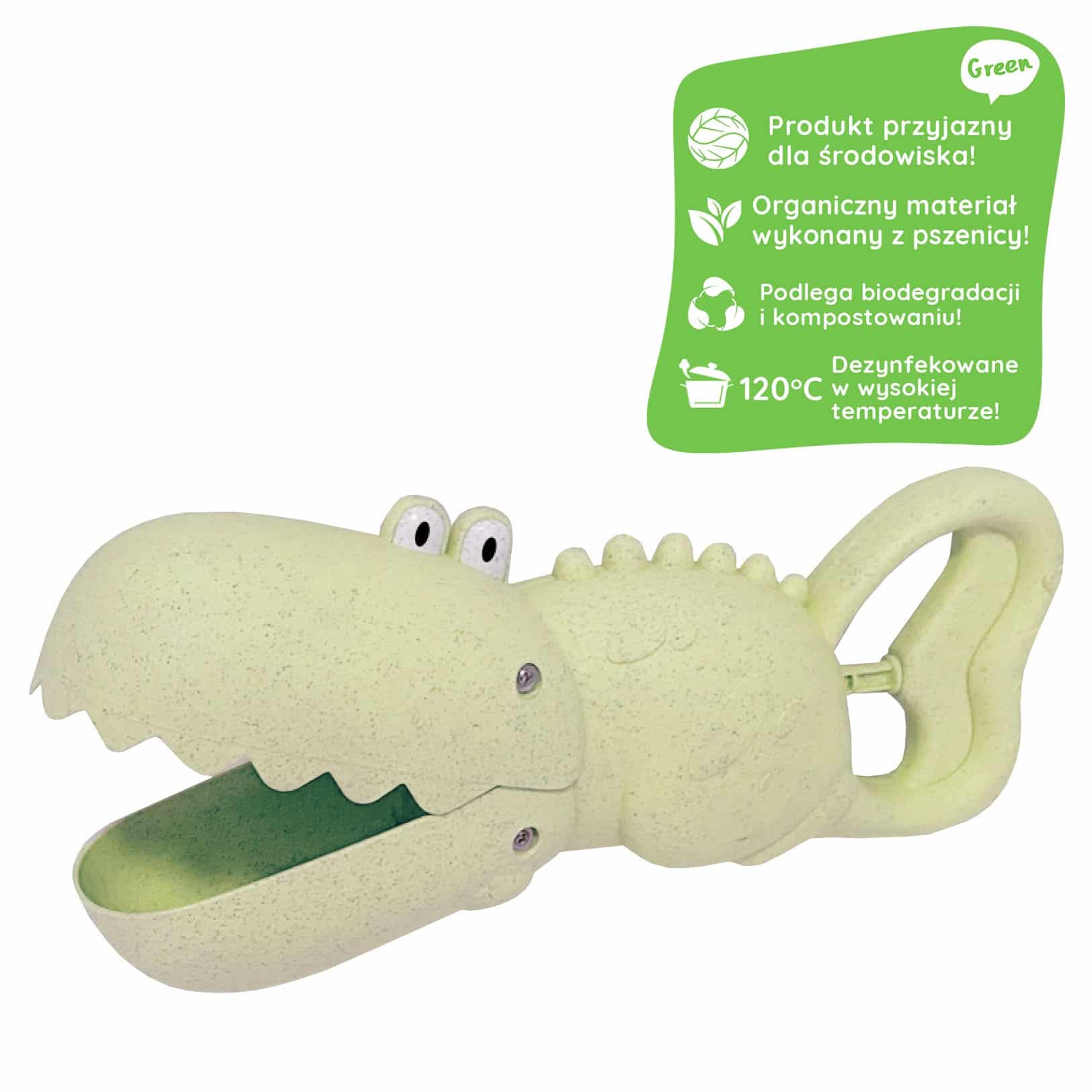 WOOPIE GREEN Krokodyl Łopatka Zbierak do Piasku i Wody Zielona BIODEGRADOWALNY ORGANICZNY MATERIAŁ - 005