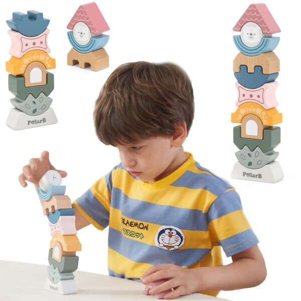Drewniana wieża balansująca PolarB Montessori - Viga Toys - 008