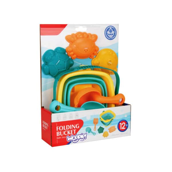 WOOPIE BABY Zestaw Wiaderko Składane z Grabkami Łopatką Foremki Niebieskie - 007