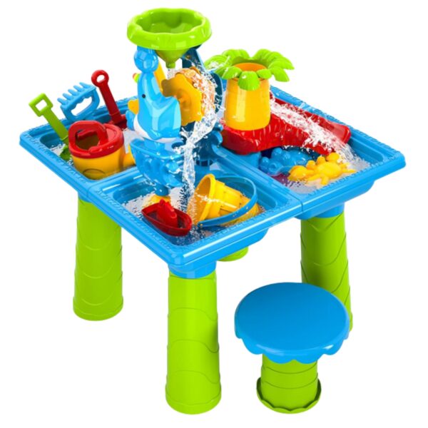 WOOPIE Stolik Wodny 2w1 Piaskownica z Krzesełkiem XL Aquapark 4-Baseny 13 akc. - 005