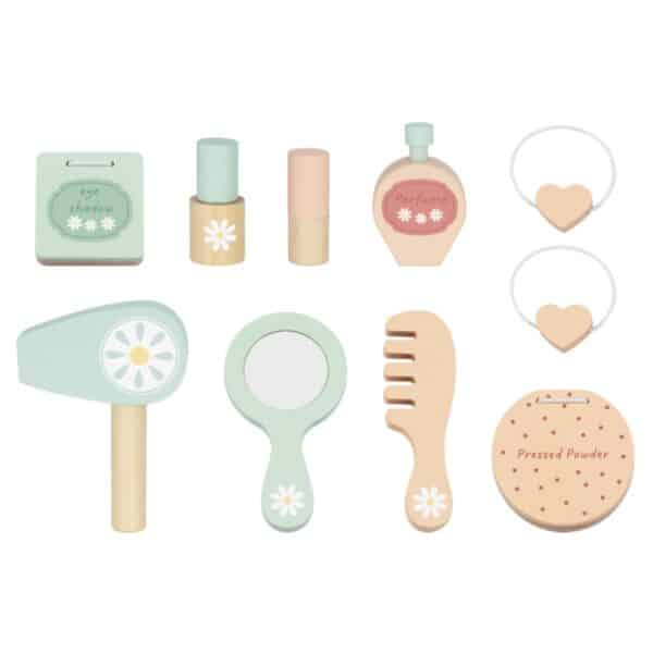 TOOKY TOY Drewniana Toaletka Motylek Akcesoria Lustro z Oświetleniem LED + Kosmetyki - 008