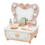 TOOKY TOY Drewniana Toaletka Motylek Akcesoria Lustro z Oświetleniem LED + Kosmetyki - 009