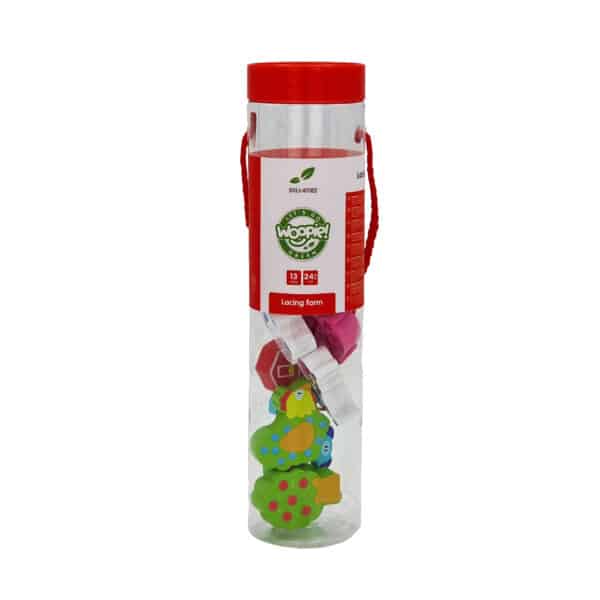 WOOPIE GREEN Drewniane Klocki do Nawlekania Zwierzęta Farma 13 el. - 010