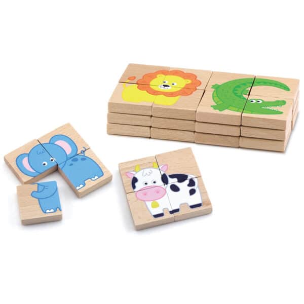VIGA Drewniane Puzzle Magnetyczne Zwierzęta Układanka Certyfikat FSC - 002