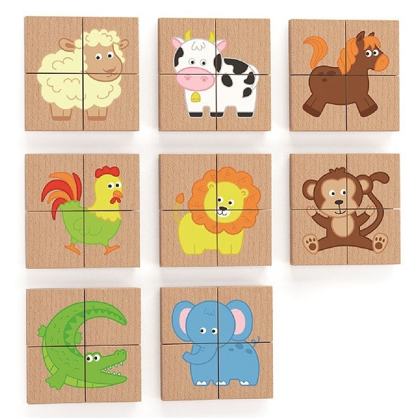 VIGA Drewniane Puzzle Magnetyczne Zwierzęta Układanka Certyfikat FSC - 006