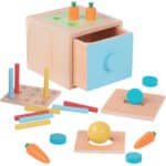 WOOPIE GREEN Drewniana Szuflada Edukacyjna 4w1 Sorter Montessori Gra w Marchewki FSC - 006