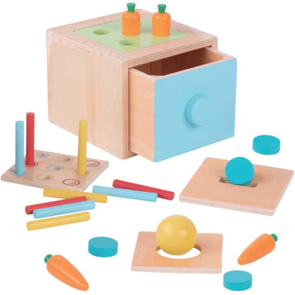 WOOPIE GREEN Drewniana Szuflada Edukacyjna 4w1 Sorter Montessori Gra w Marchewki FSC - 006