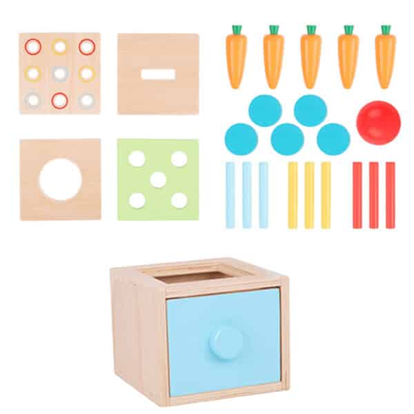 WOOPIE GREEN Drewniana Szuflada Edukacyjna 4w1 Sorter Montessori Gra w Marchewki FSC - 008