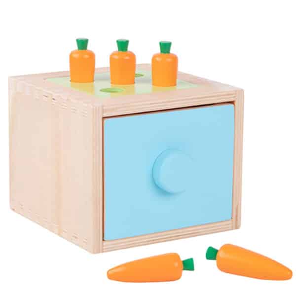 WOOPIE GREEN Drewniana Szuflada Edukacyjna 4w1 Sorter Montessori Gra w Marchewki FSC - 010