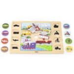 VIGA Drewniane Puzzle Odgadnij po Cieniu  - Środki Transportu Układanka 17 el. - 005