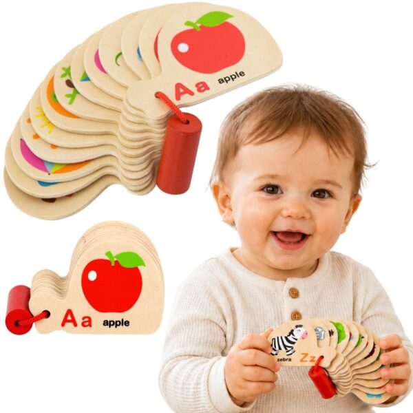 VIGA Drewniana Książeczka do Nauki Alfabetu i Angielskiego Montessori - 001