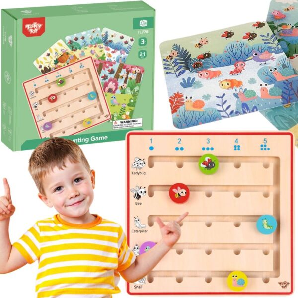 TOOKY TOY Drewniana Gra Nauka Liczenia Zwierzątka - 001