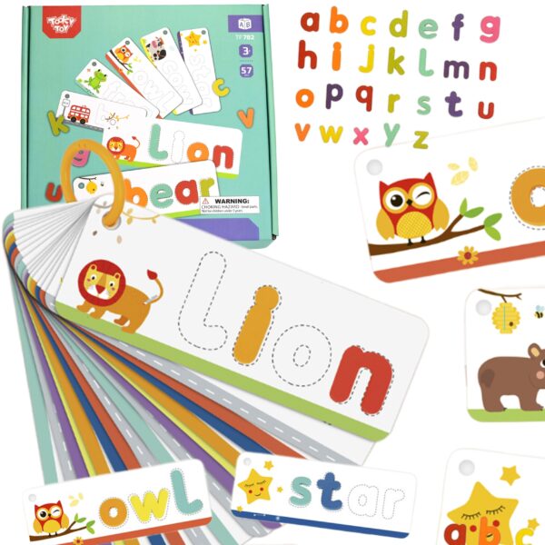 TOOKY TOY Puzzle Alfabet Montessori Nauka Literek Słów Zwierzątka 57 el. - 001