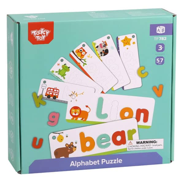 TOOKY TOY Puzzle Alfabet Montessori Nauka Literek Słów Zwierzątka 57 el. - 012