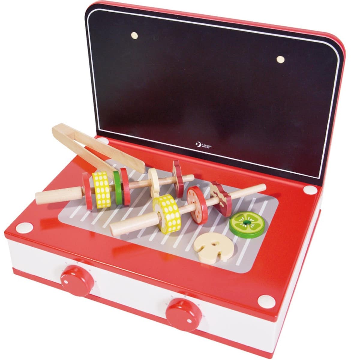 CLASSIC WORLD Drewniana Kuchnia 2w1 Grill + Kuchenka dla Dzieci 22el. - 003